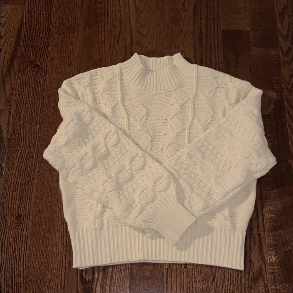Women’s Cream Crewneck Cable Sweater